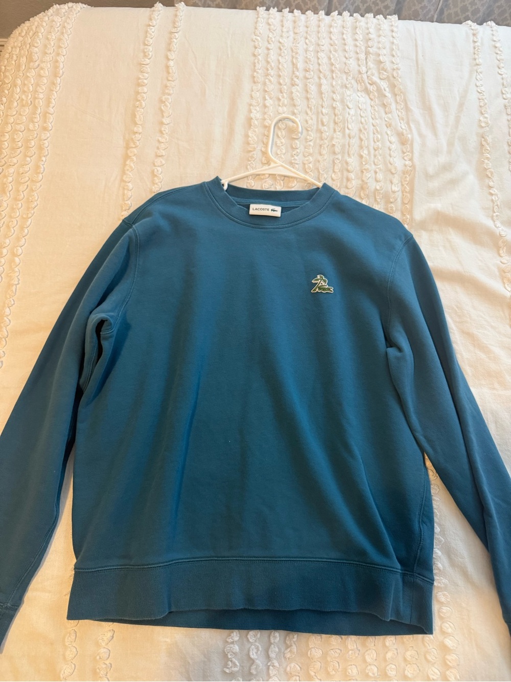 Lacoste Men's Teal Crewneck Sweatshirt with Logo